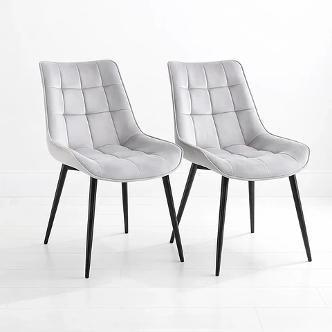 Pack de 2 Sillas de Comedor Macron Acolchada Terciopelo - Gris