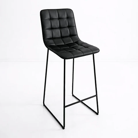 Taburete Milano Cuero Sintetico con Patas Metálicas Estilo Industrial