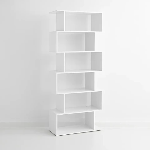 Estantería Moderna ZigZag de 6 Niveles 80x23.5x187.5 - Blanco