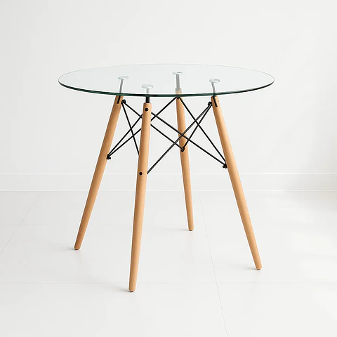 Mesa Eames Redonda 80 cm Vidrio
