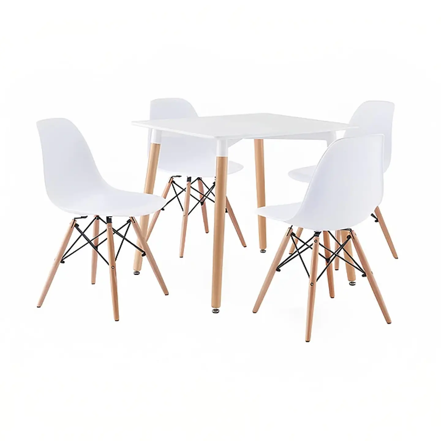 Juego de Comedor Mesa Eames Cuadrada + 4 Sillas Eames 20
