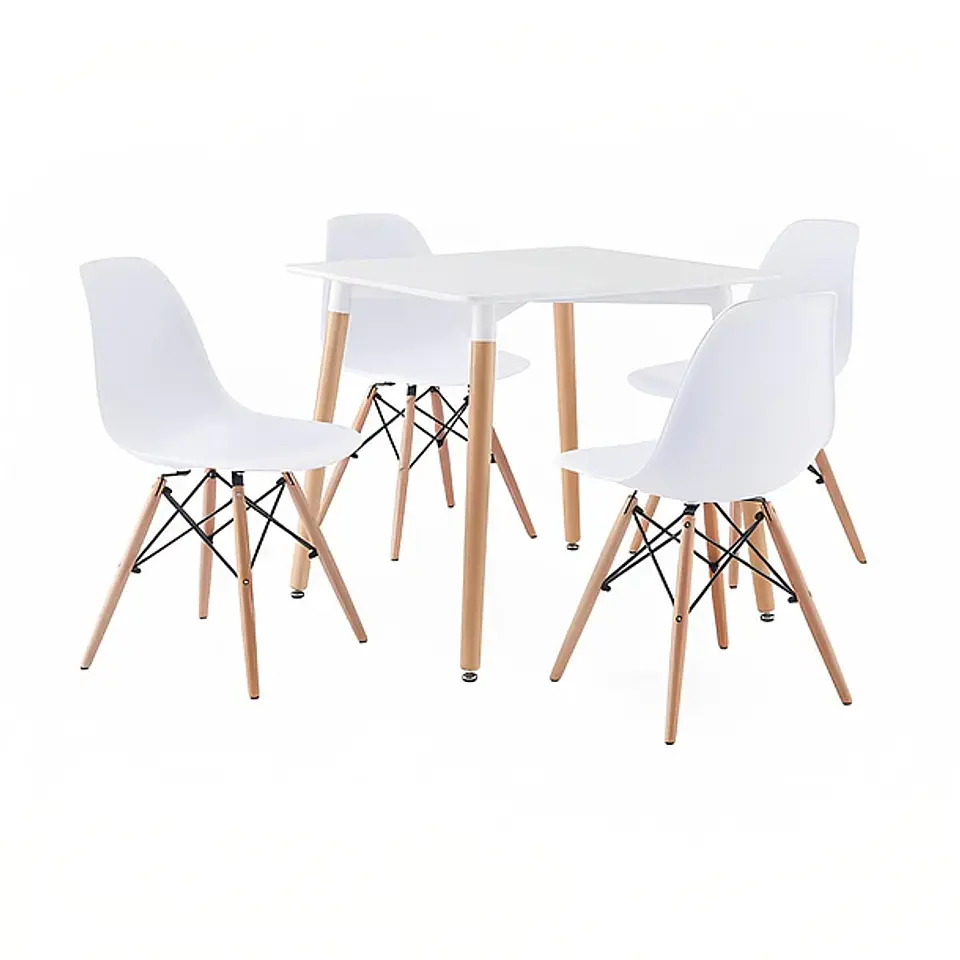 Juego de Comedor Mesa Eames Cuadrada + 4 Sillas Eames 20