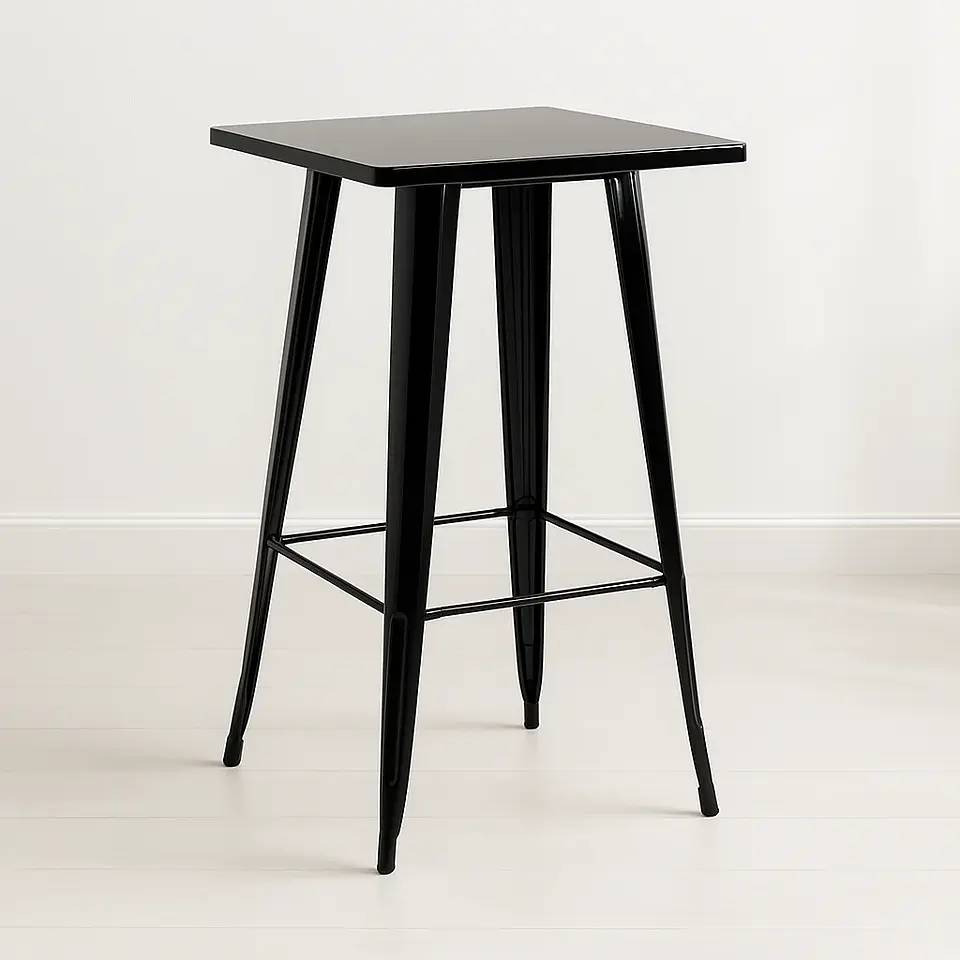 Mesa Tolix de bar o terraza o restaurant 105 cm de alto 60x60cm - Negra 1