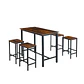 Set de comedor para cocina con pisos taburetes madera industrial - Miniatura 2