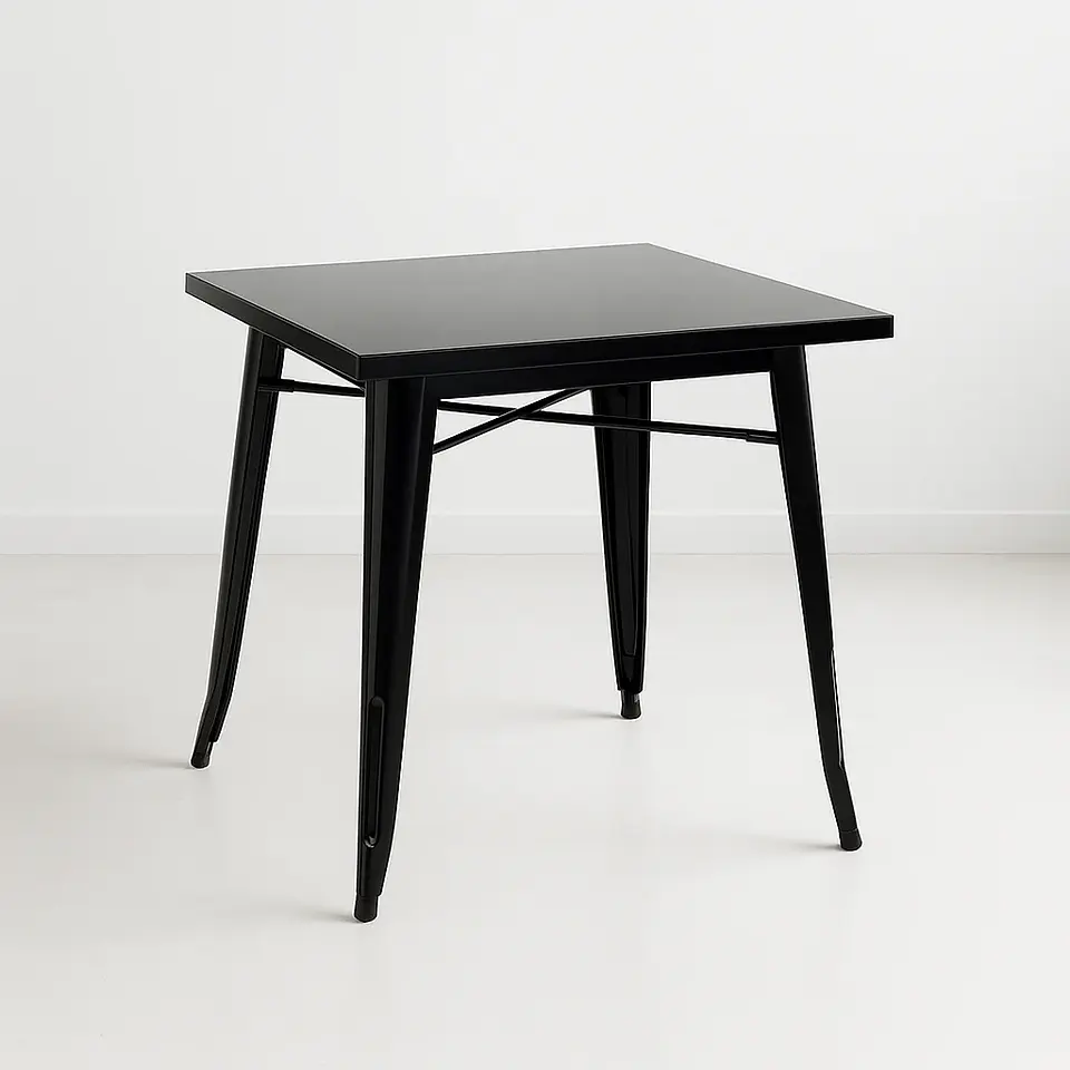 Mesa Tolix de Acero 80x80cm para Bar o Terraza o Restaurant - Negra 1