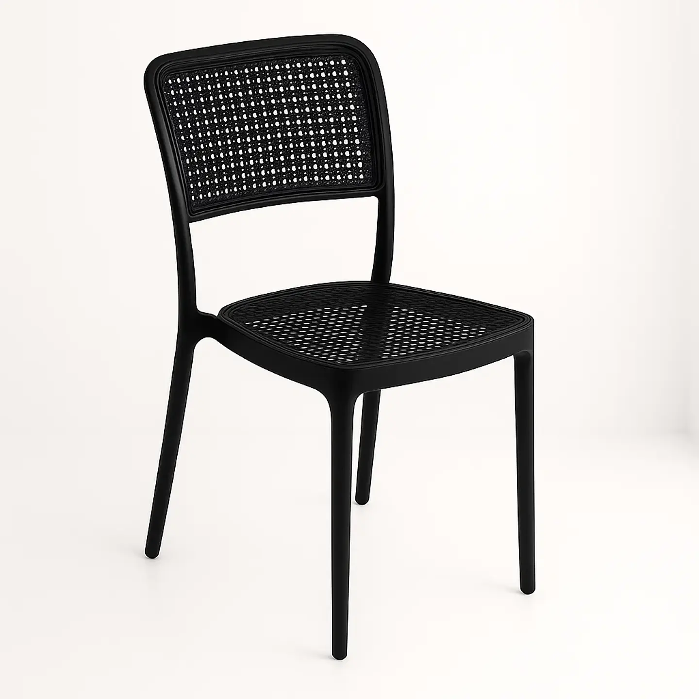 Silla de Restaurant o Terraza Comedor Hoffman Enrejada - Negra Completa 1