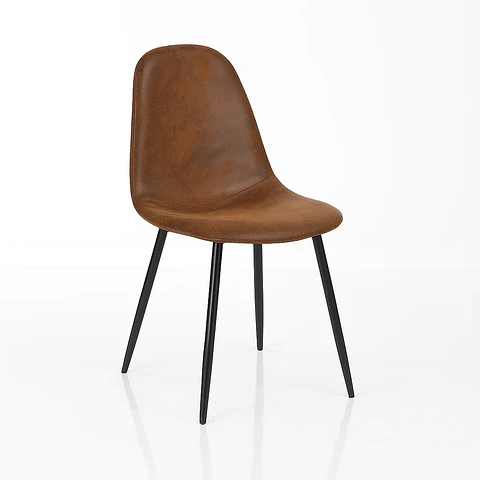 Silla Spoon Ecocuero vintage café oscuro