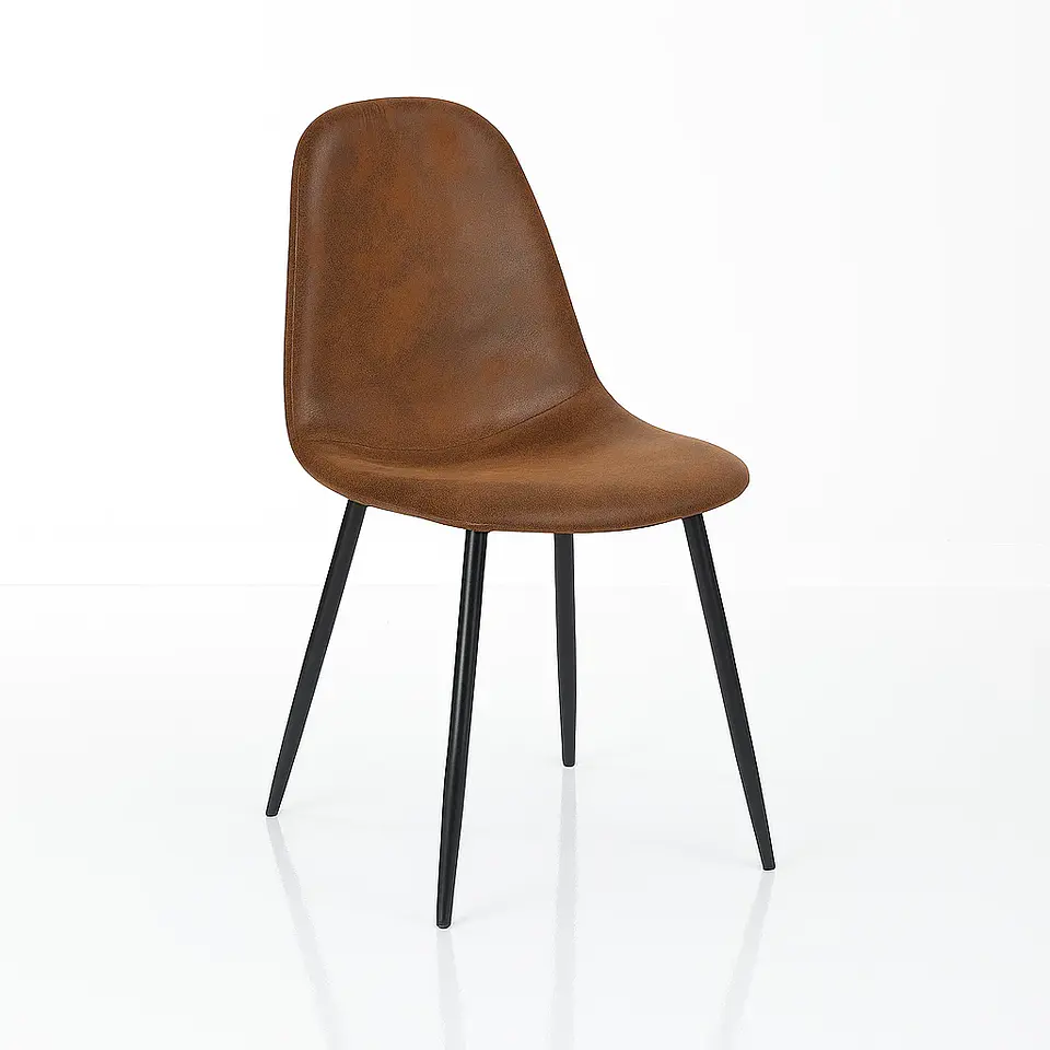 Silla Spoon Ecocuero vintage café oscuro 1