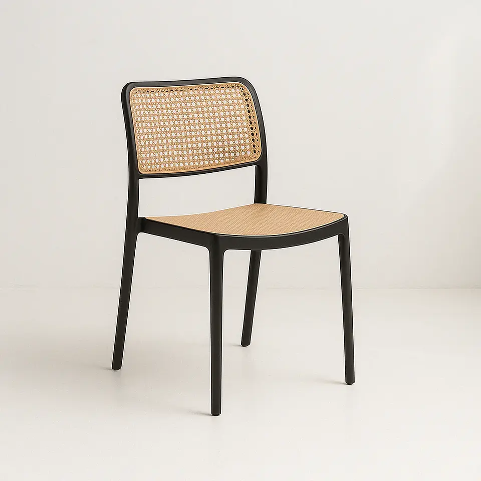 Silla de Restaurant o Terraza Comedor Hoffman Enrejada - Negra 1