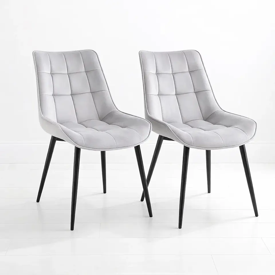 Pack de 2 Sillas de Comedor Macron Acolchada Terciopelo - Gris 1
