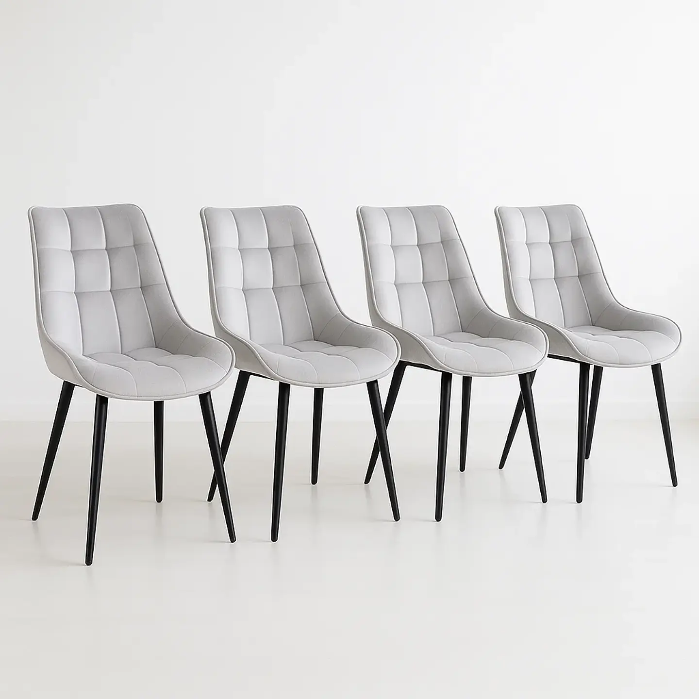 Pack de 4 Sillas de Comedor Macron Acolchada Terciopelo - Gris 1