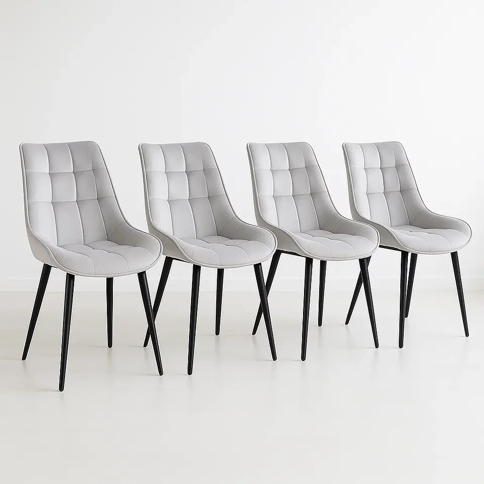 Pack de 4 Sillas de Comedor Macron Acolchada Terciopelo - Gris 1