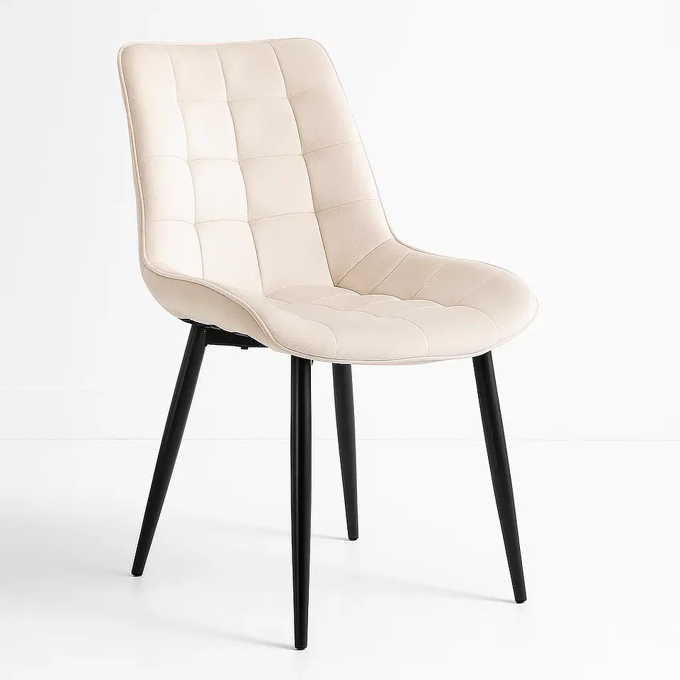 Silla de Comedor Macron Acolchada Terciopelo - Beige 1