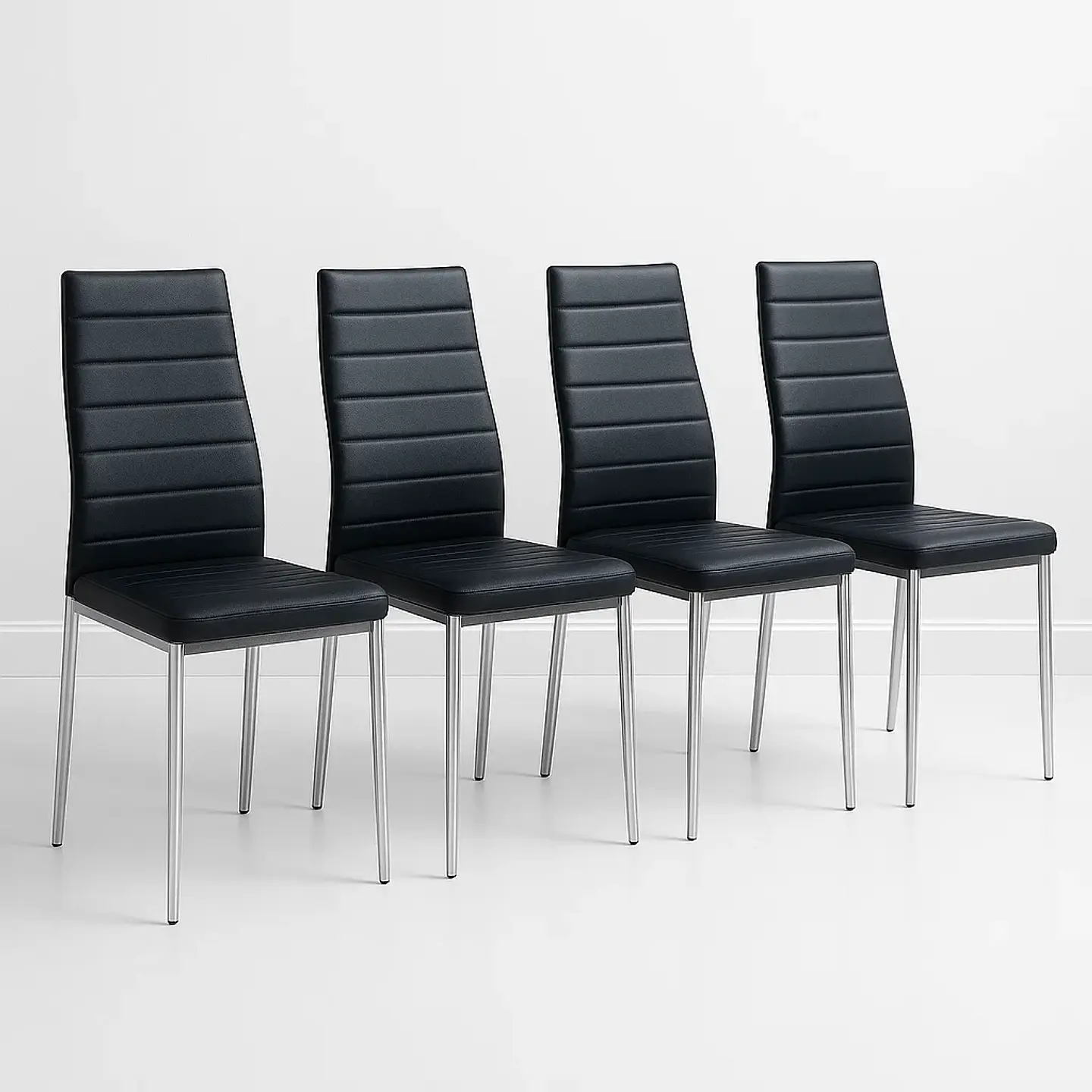 Pack de 4 Sillas Acolchadas Dining Liana con patas cromadas - Negras 1