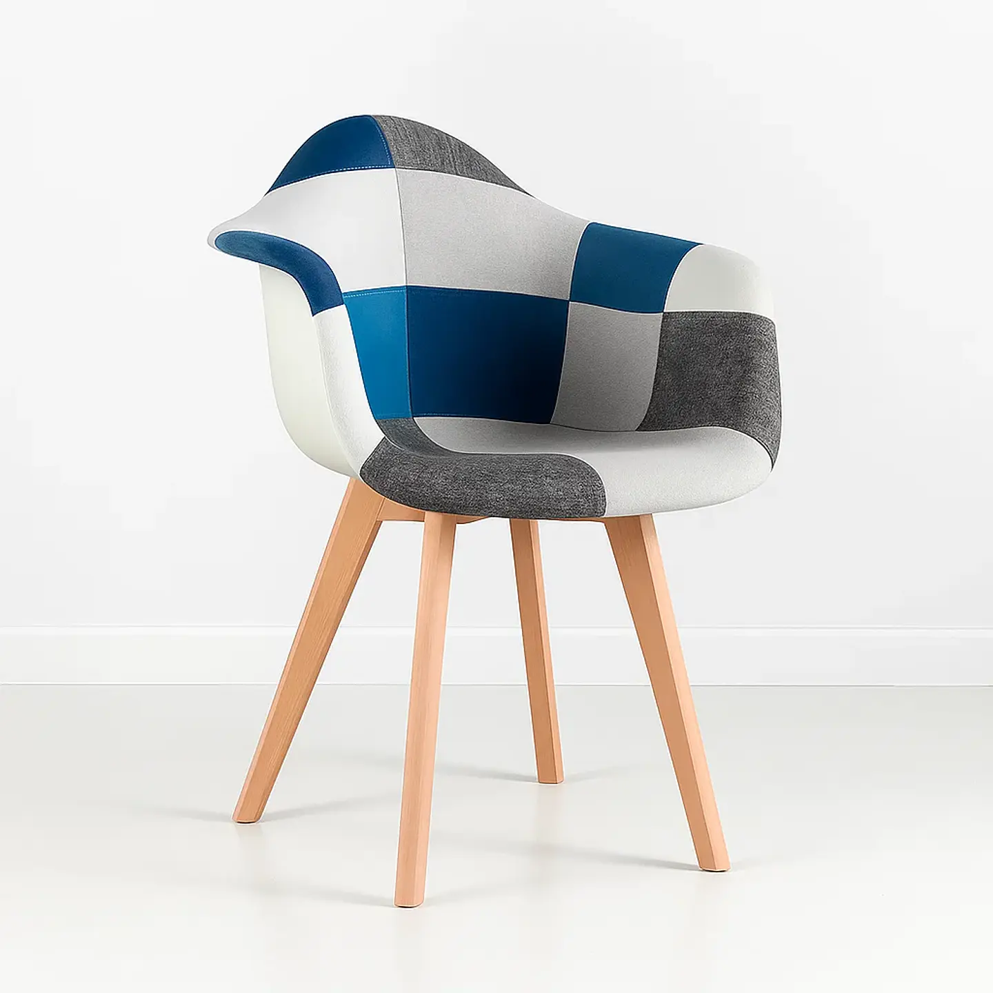 Butaca Sitial Patchwork Acolchado Wood - Celeste 1