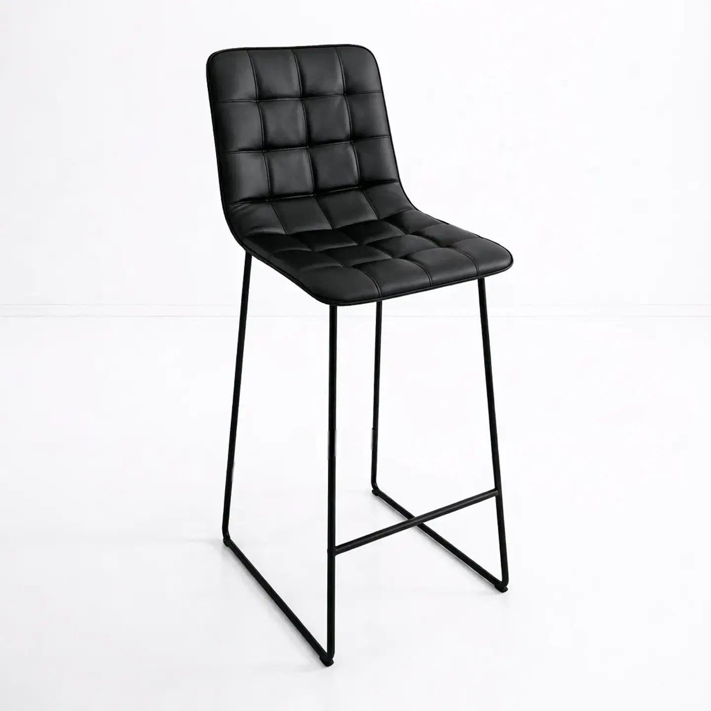 Taburete Milano Cuero Sintetico con Patas Metálicas Estilo Industrial 1