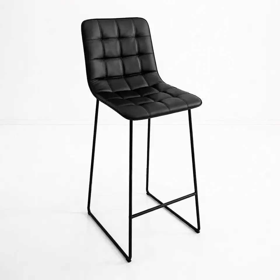 Taburete Milano Cuero Sintetico con Patas Metálicas Estilo Industrial 1