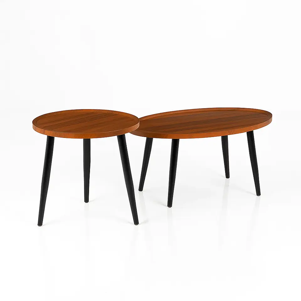 Set de Mesas de Centro Nido - Diseño Moderno de Madera y Metal 1