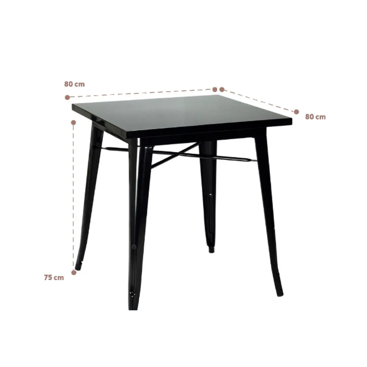 Mesa Tolix de Acero 80x80cm para Bar o Terraza o Restaurant - Negra 2