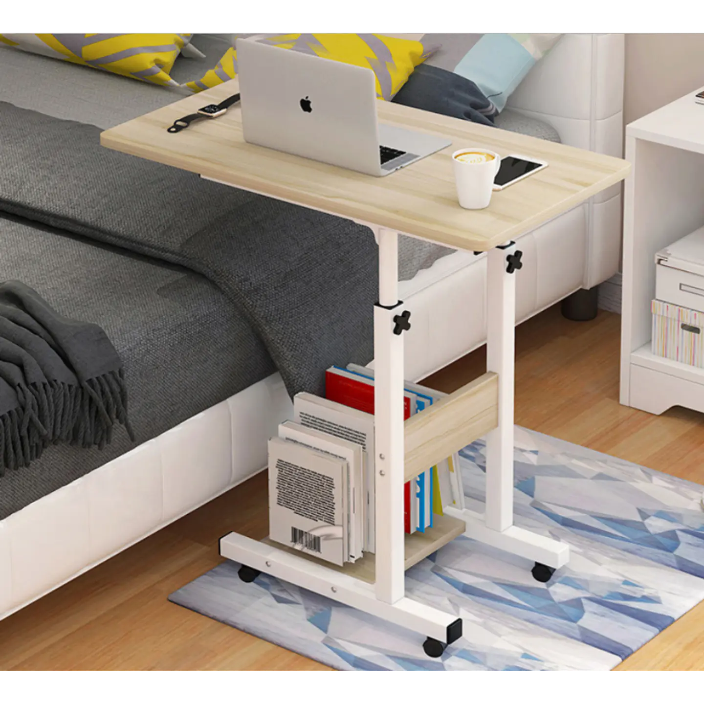 Mesa escritorio ajustable para computador roble 2