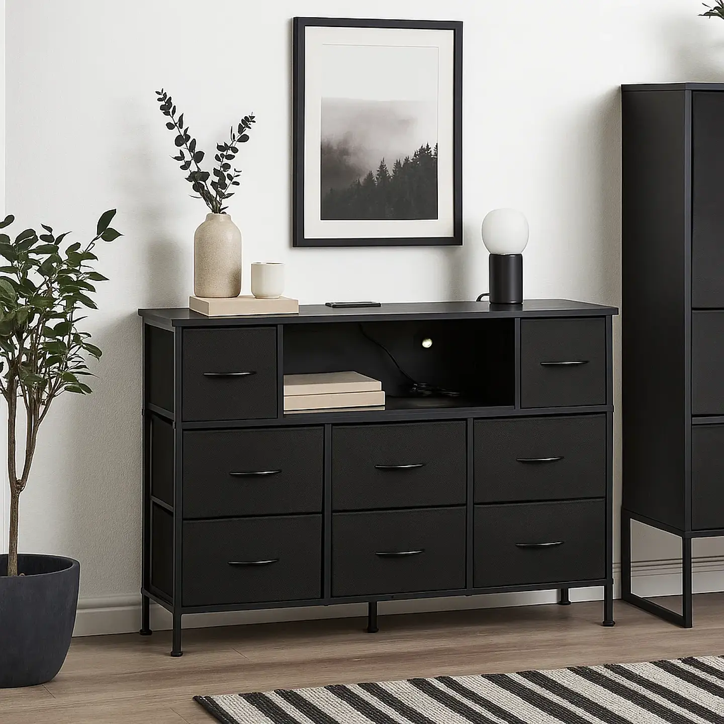 Mueble Organizador LED Xtreme Multimedia con Estación de Carga Integrada - Negro 4