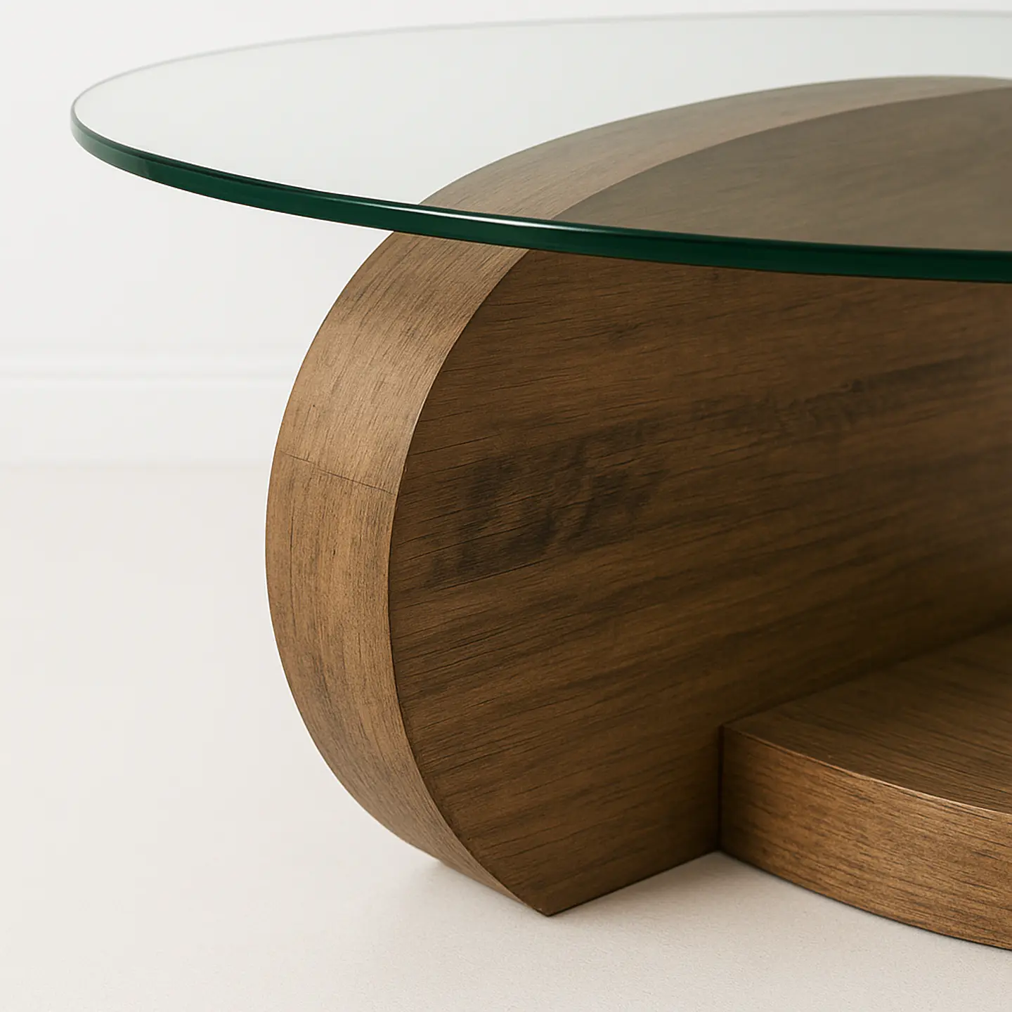 Mesa de Centro DuoGlass con Bases de Madera y Superficie de Vidrio 2
