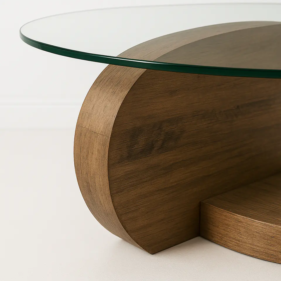 Mesa de Centro DuoGlass con Bases de Madera y Superficie de Vidrio 2