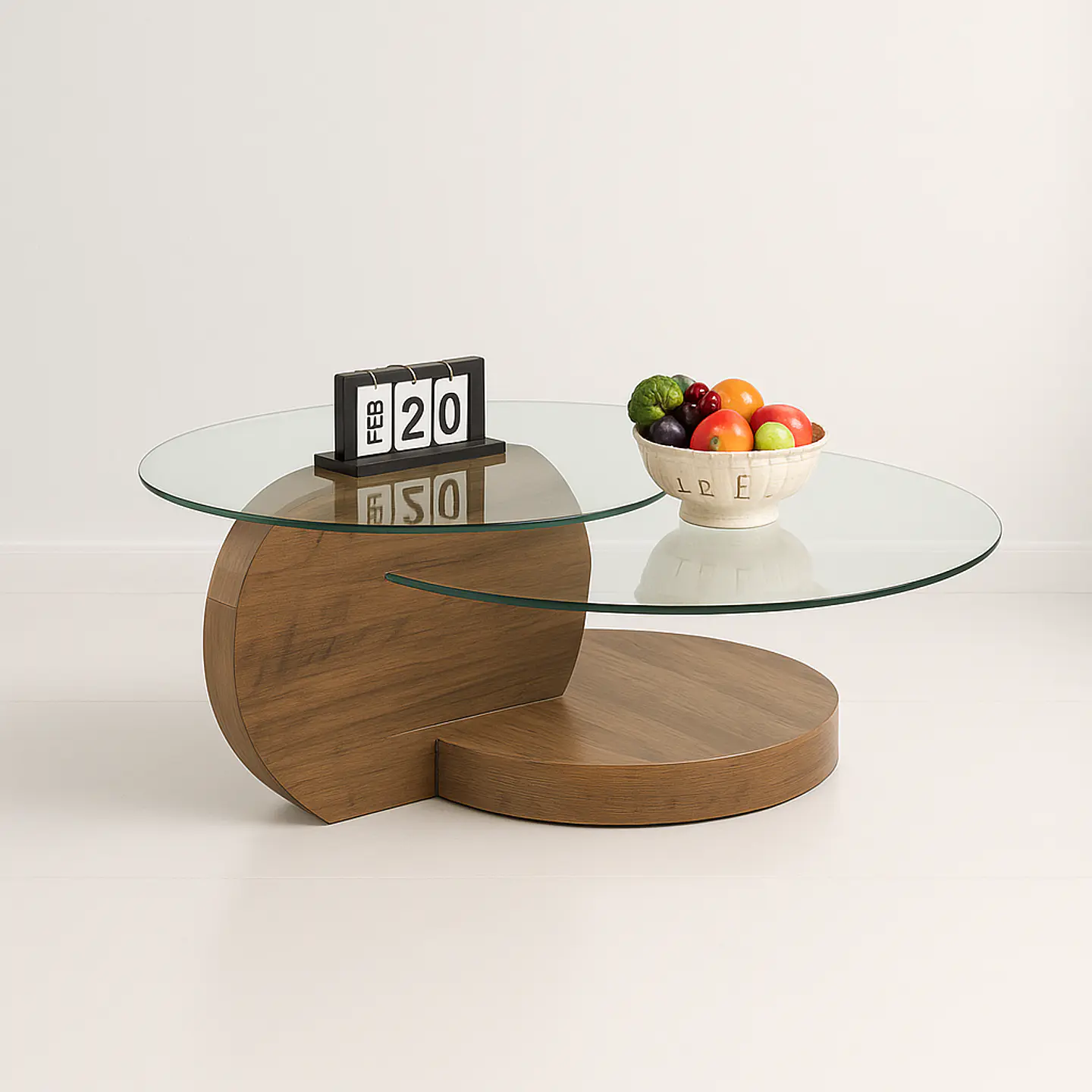 Mesa de Centro DuoGlass con Bases de Madera y Superficie de Vidrio 6