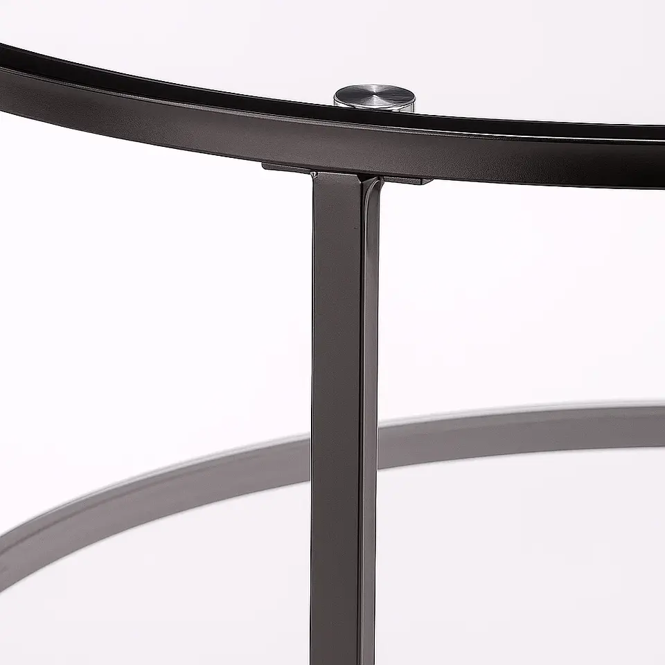 Mesa de Centro Orbe con Vidrio y Metal Negro 3