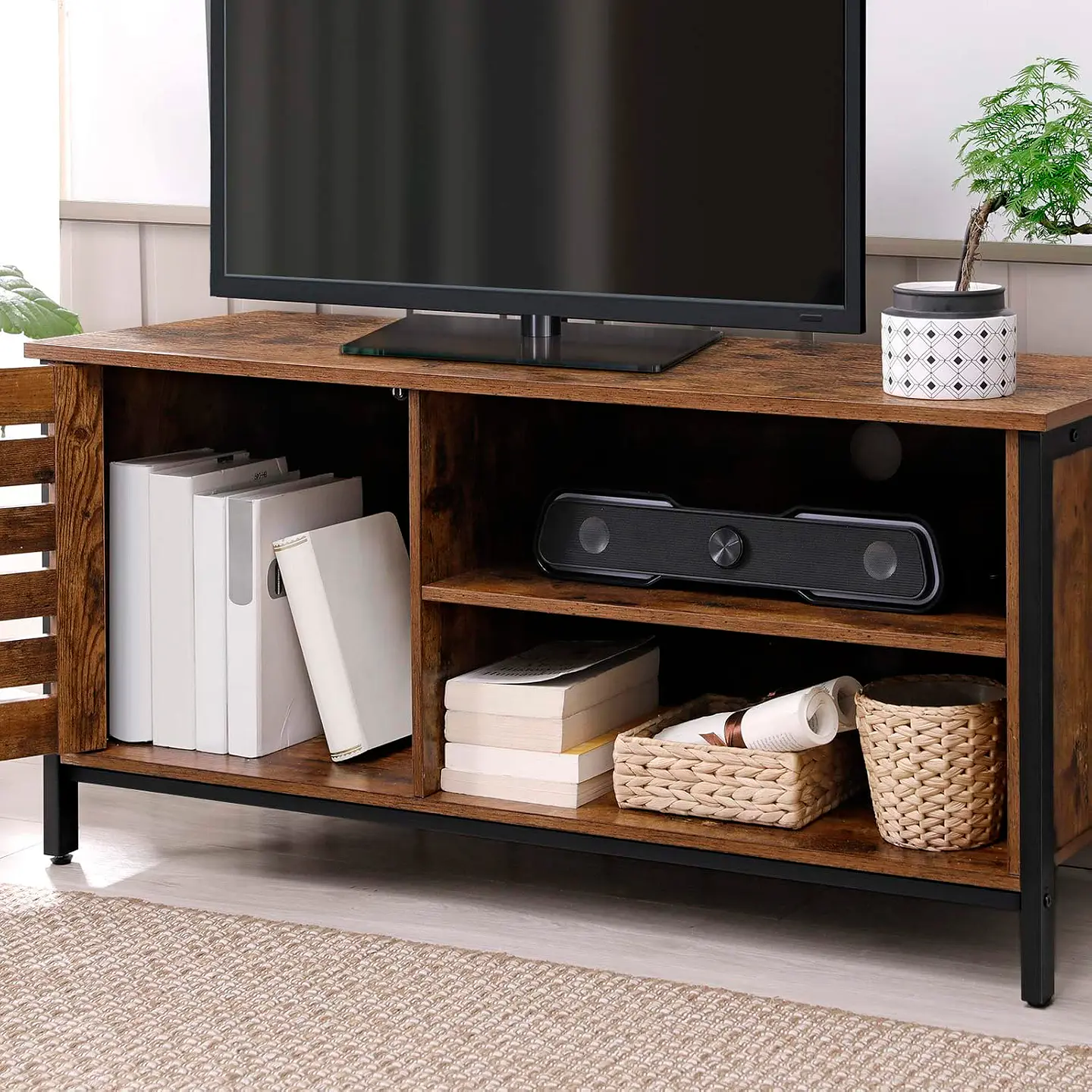 Rack de TV Rustik Madera Oscura Walnut 5