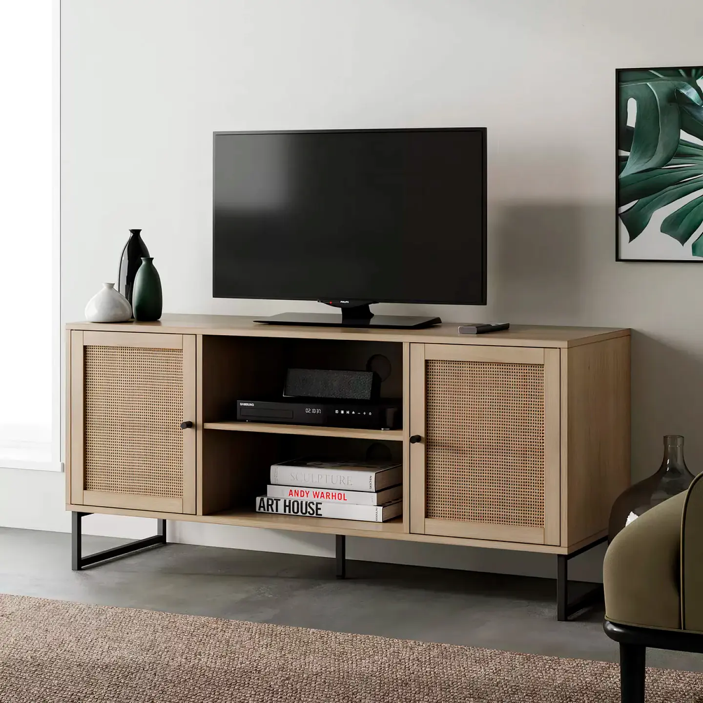 Rack de TV o Buffet Rattan Rustico Dos Puertas 3