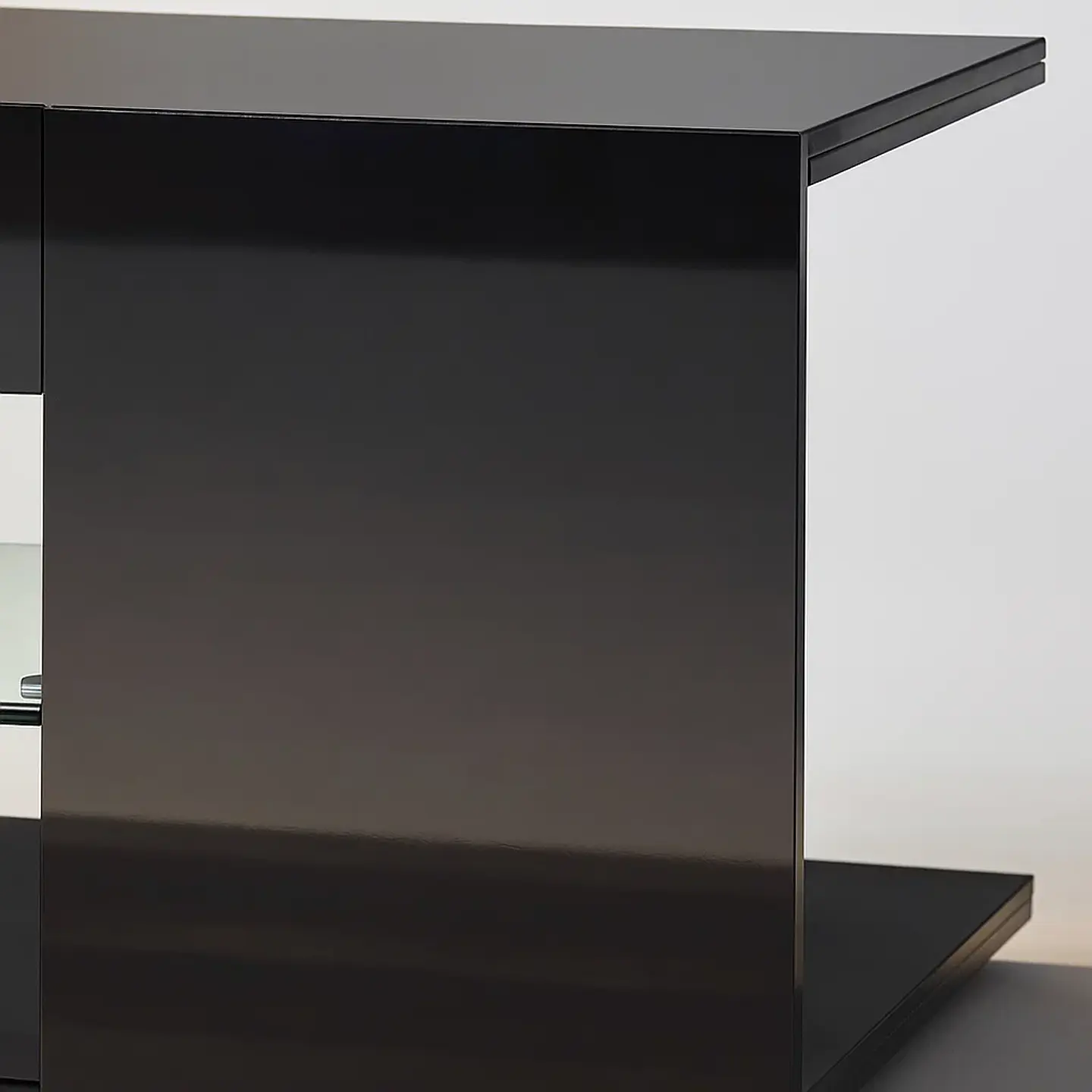 Mueble de TV Moderno Negro con Luces LED y Compartimentos 5