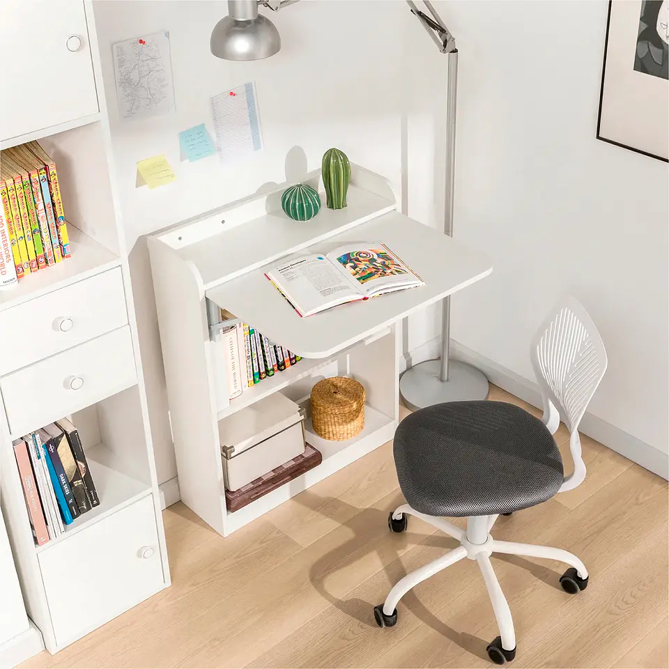 Escritorio Multifuncional Blanco - Compacto con Estanterías 64x20x82 2