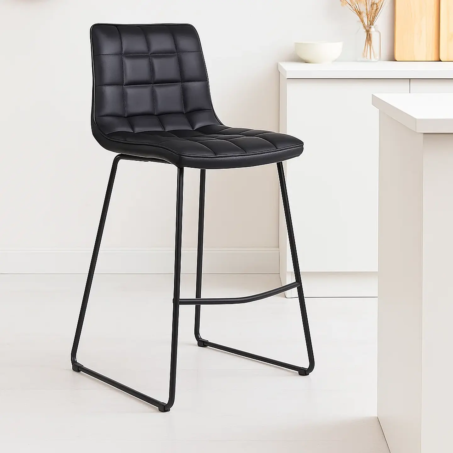 Taburete Milano Cuero Sintetico con Patas Metálicas Estilo Industrial 4