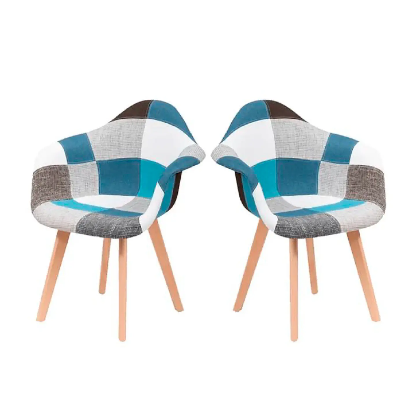 Butaca Sitial Patchwork Acolchado Wood - Celeste 5