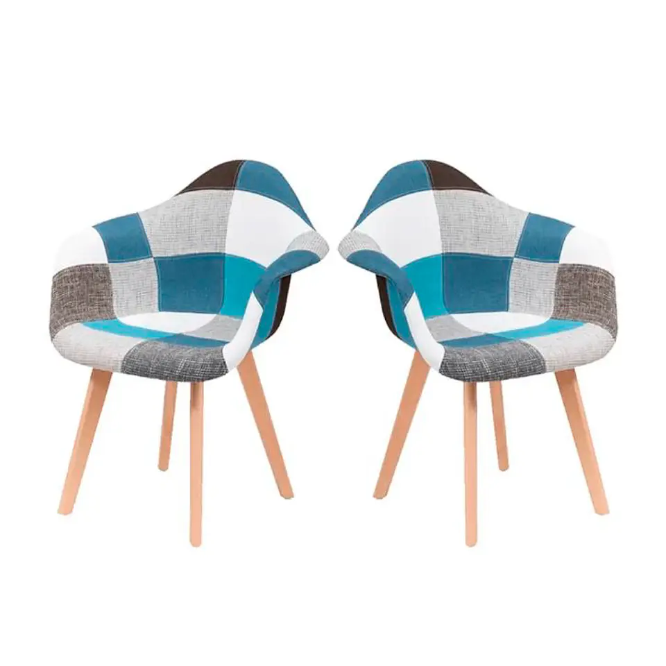 Butaca Sitial Patchwork Acolchado Wood - Celeste 5