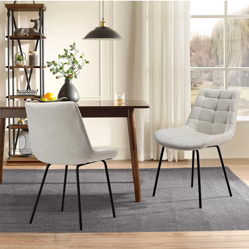 Pack de 2 Sillas de Comedor Macron Acolchada Terciopelo - Beige 7