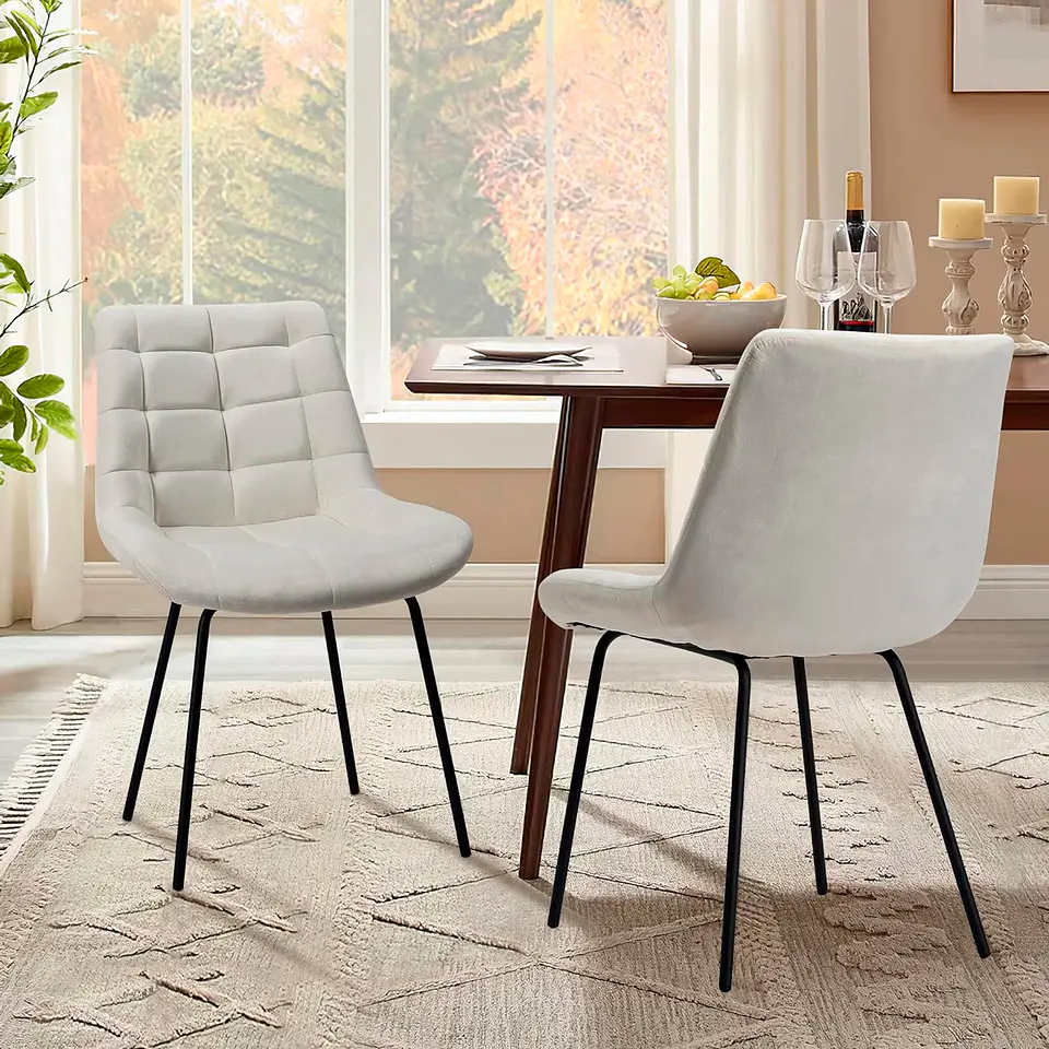Pack de 2 Sillas de Comedor Macron Acolchada Terciopelo - Beige 8