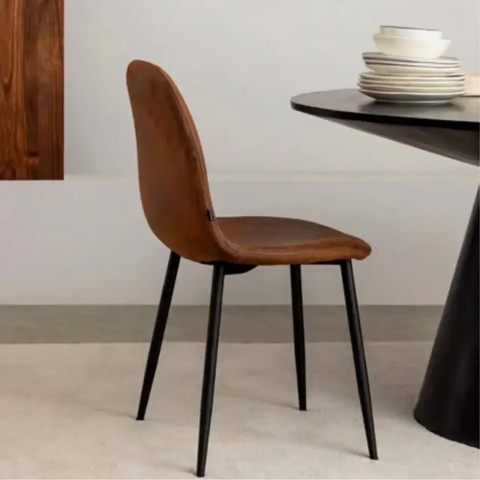 Silla Spoon Ecocuero vintage café oscuro 2