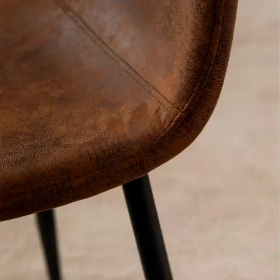 Silla Spoon Ecocuero vintage café oscuro 7