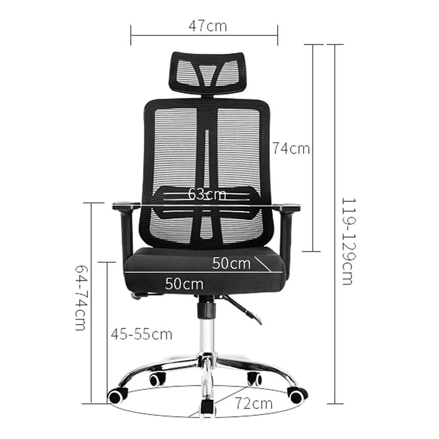 Silla de oficina mesh negra ejecutiva con apoyabrazos y cabeza 2