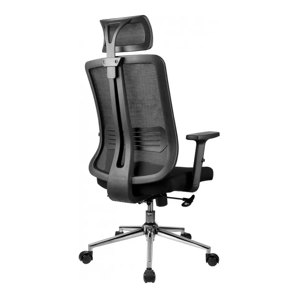 Silla de oficina mesh negra ejecutiva con apoyabrazos y cabeza 3