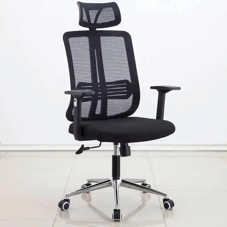 Silla de oficina mesh negra ejecutiva con apoyabrazos y cabeza 8