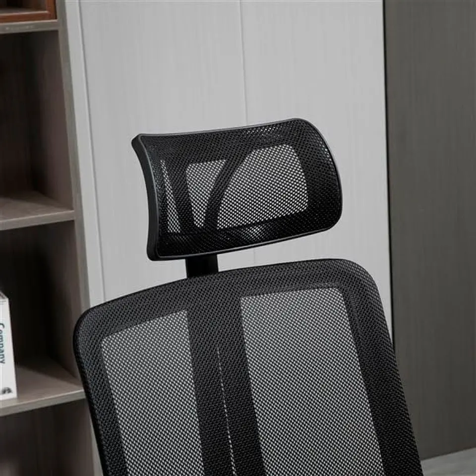 Silla de oficina mesh negra ejecutiva con apoyabrazos y cabeza 10