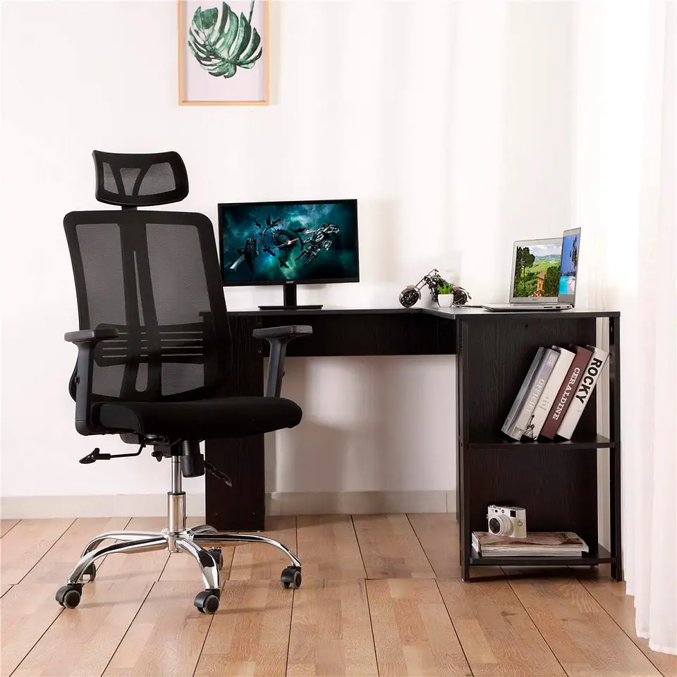 Silla de oficina mesh negra ejecutiva con apoyabrazos y cabeza 11