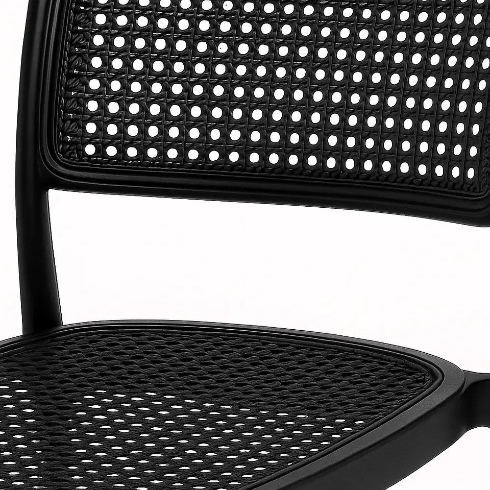Silla de Restaurant o Terraza Comedor Hoffman Enrejada - Negra Completa 2