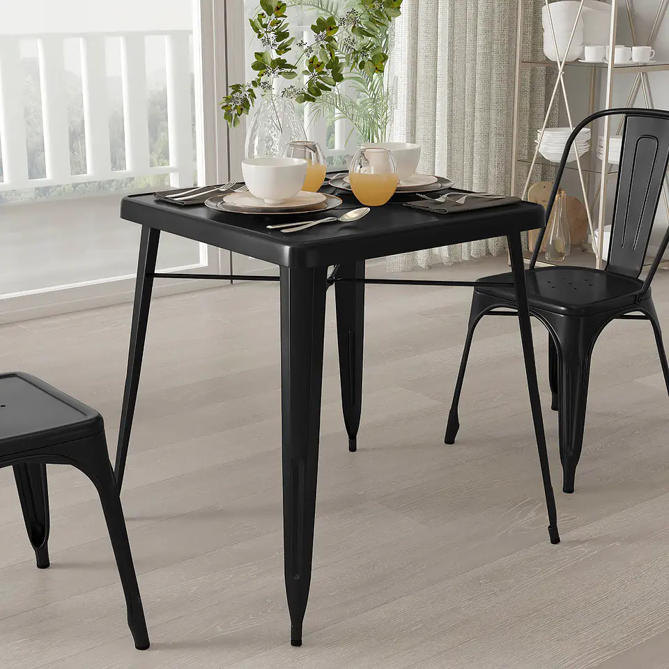 Mesa Tolix de Acero 80x80cm para Bar o Terraza o Restaurant - Negra 4