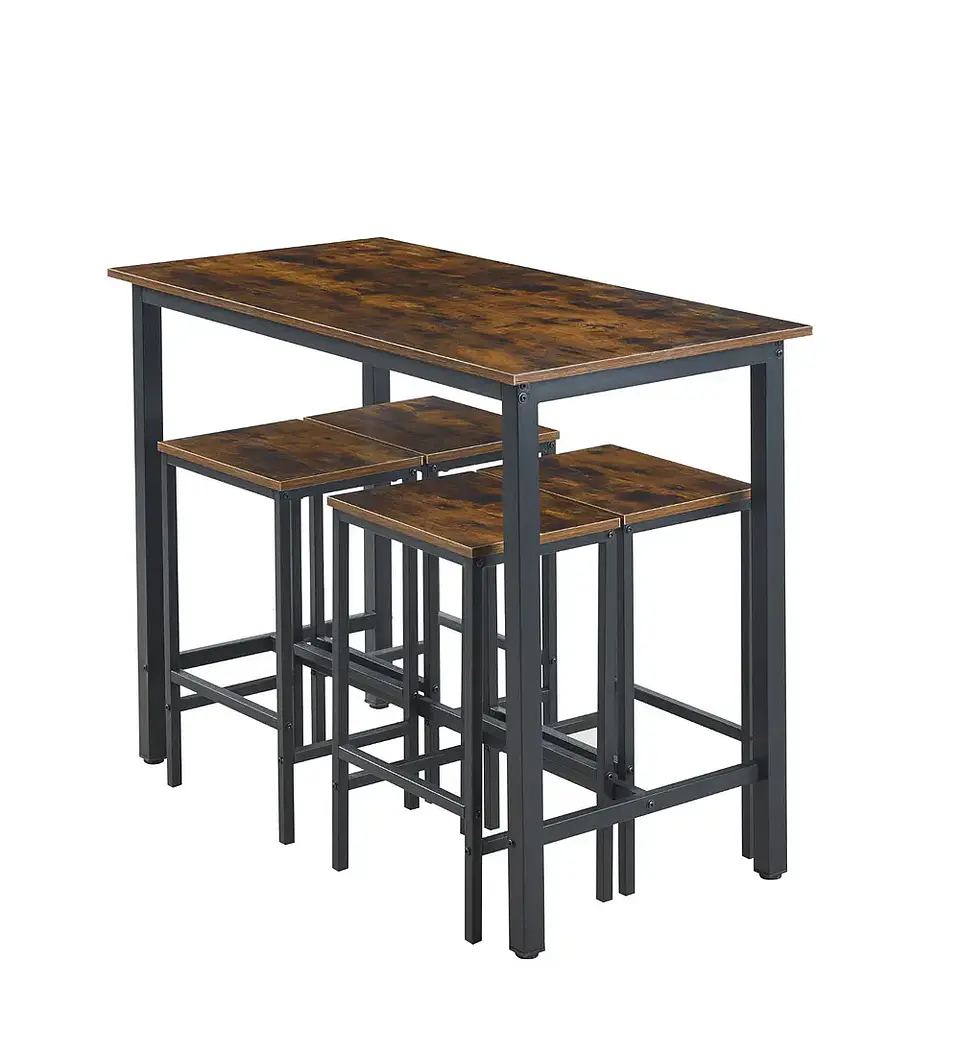 Set de comedor para cocina con pisos taburetes madera industrial 4