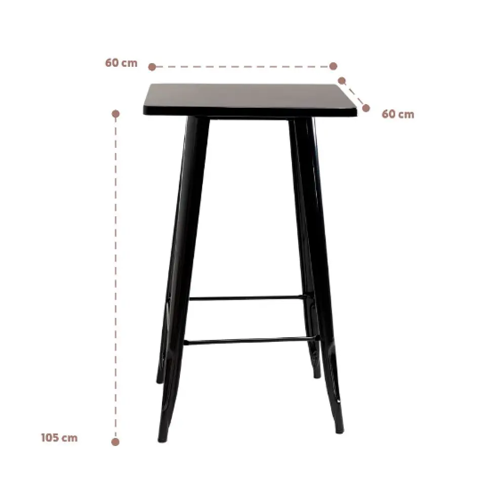 Mesa Tolix de bar o terraza o restaurant 105 cm de alto 60x60cm - Negra 3