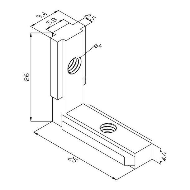 Soporte Tipo L Perfil Estructural 20x20 Tslot (pack 4 Und) 3